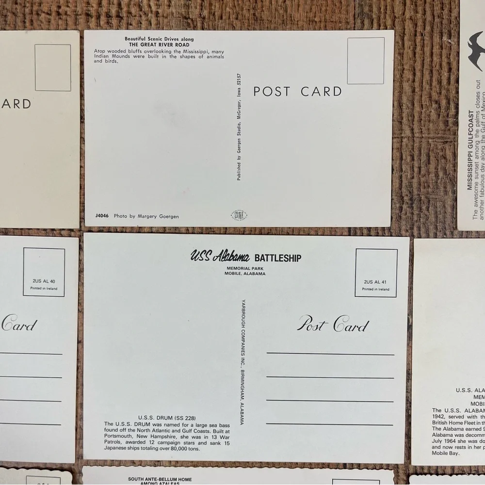 Vintage Alabama Mississippi Postcard Nature Bundle Pack Landscape Ocean Boat